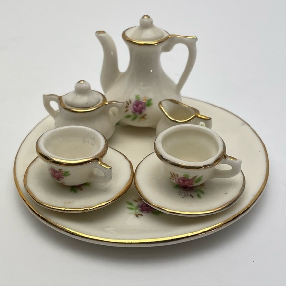 Vintage Miniature Porcelain Ceramic 10 pcs Tea Set - Picture 6 of 12